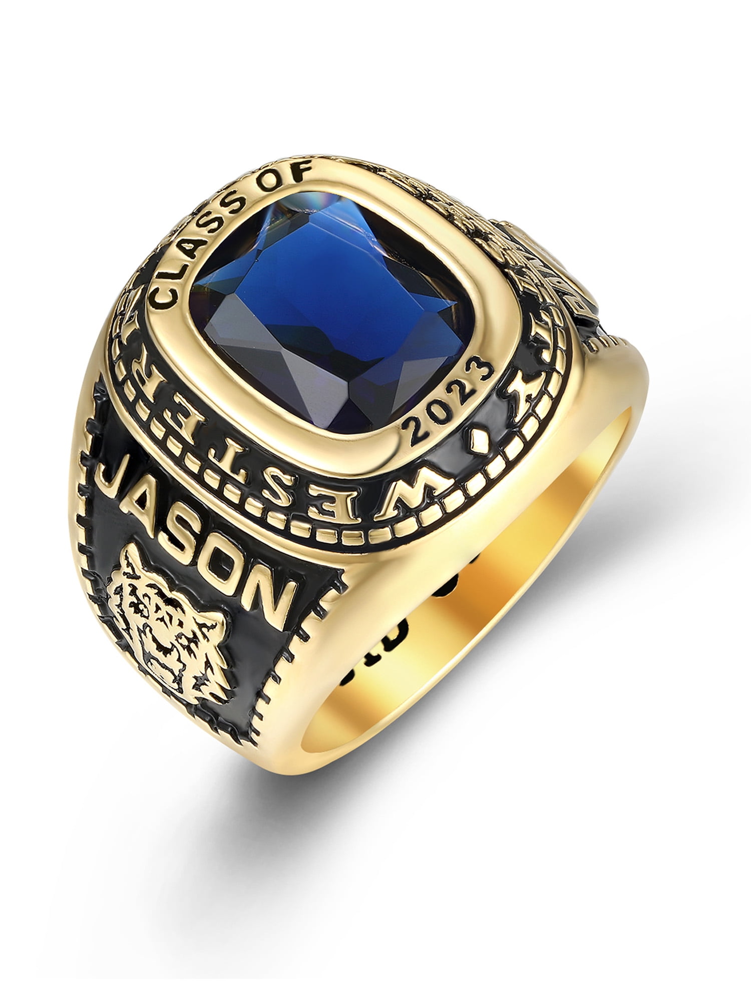 Mementos PJM Customized Men's Class Rings Sterling Silver for High School or College-Classic
