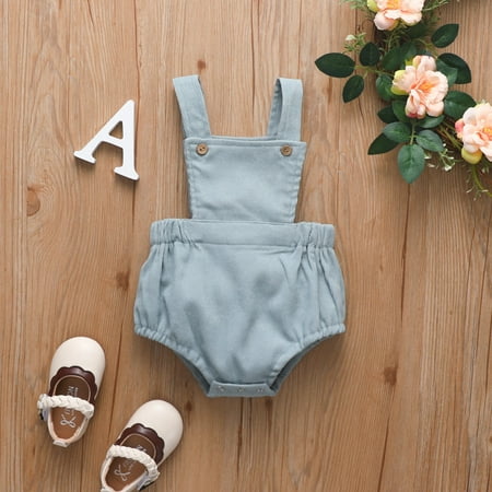 

DENGDENG Baby Unisex Sleeveless Cotton Romper Solid Summer Bodysuit Infant Clothes 0-2Y