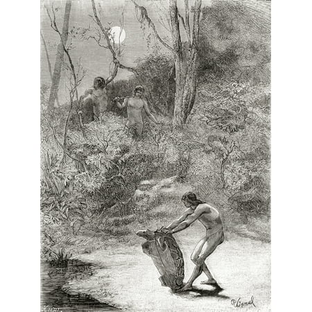 Sunos Indians hunting freshwater turtles in the Napo River Ecuador in the 19th century From Am PosterPrint