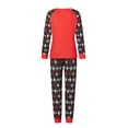 thumbnail image 4 of Christmas Family Pajamas Matching Set, Long Sleeve Deer Print T-shirt with Snow Print Pants Sleepwear Loungewear, 4 of 10