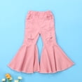 thumbnail image 2 of Coduop Toddler Baby Girls Kid Flared Denim Pants Ruffled Wide Legs Ripped Jeans 2-7 Years, 2 of 8