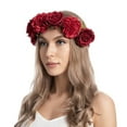 thumbnail image 2 of Prolriy Wedding Hair Accessories Hair Crown Women Wreath Garland Hairband Floral Headband Flower Headband Hair Accessories for Women Red One Size, 2 of 3