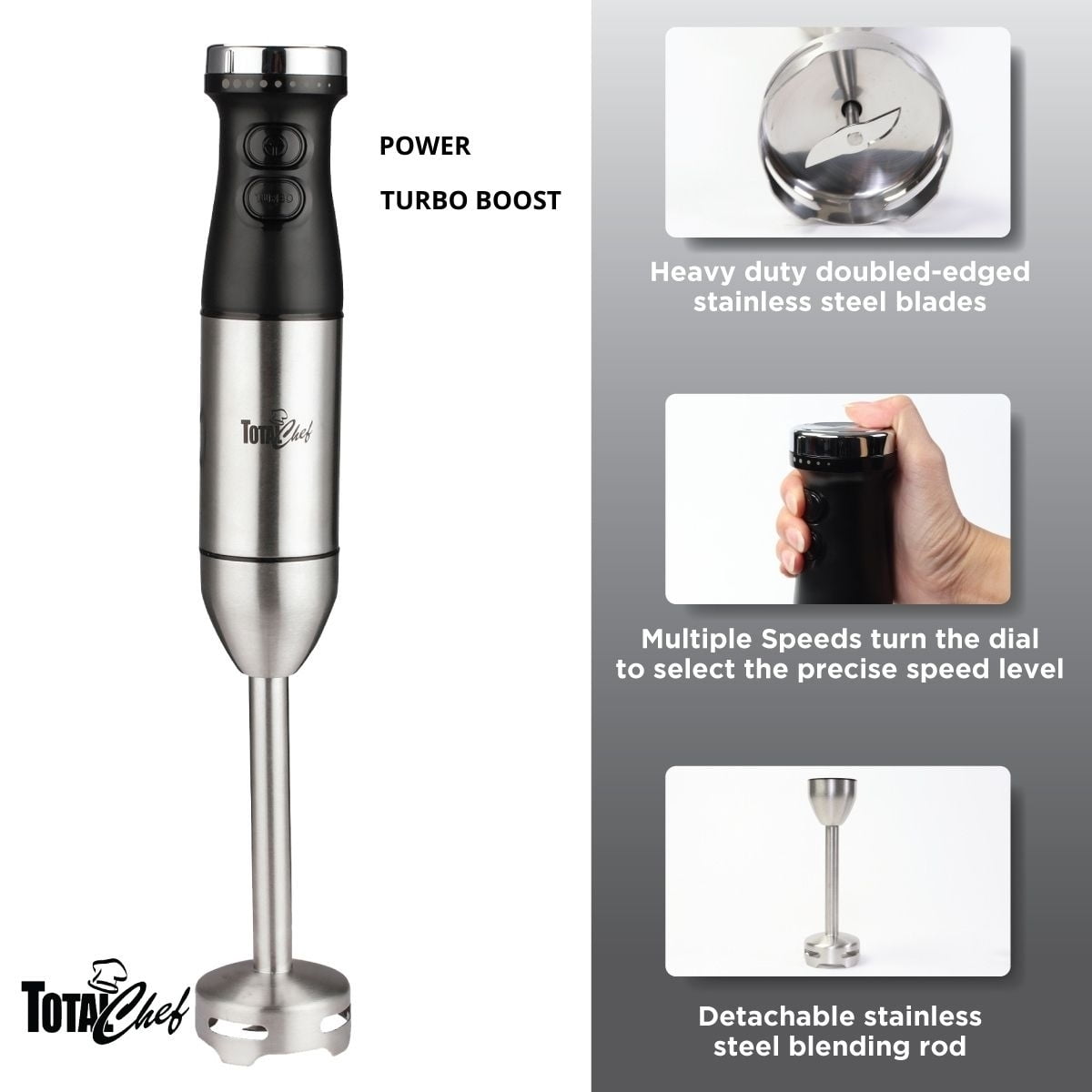 Total Chef 6-Speed Hand Mixer, 250 Watts with Turbo Boost