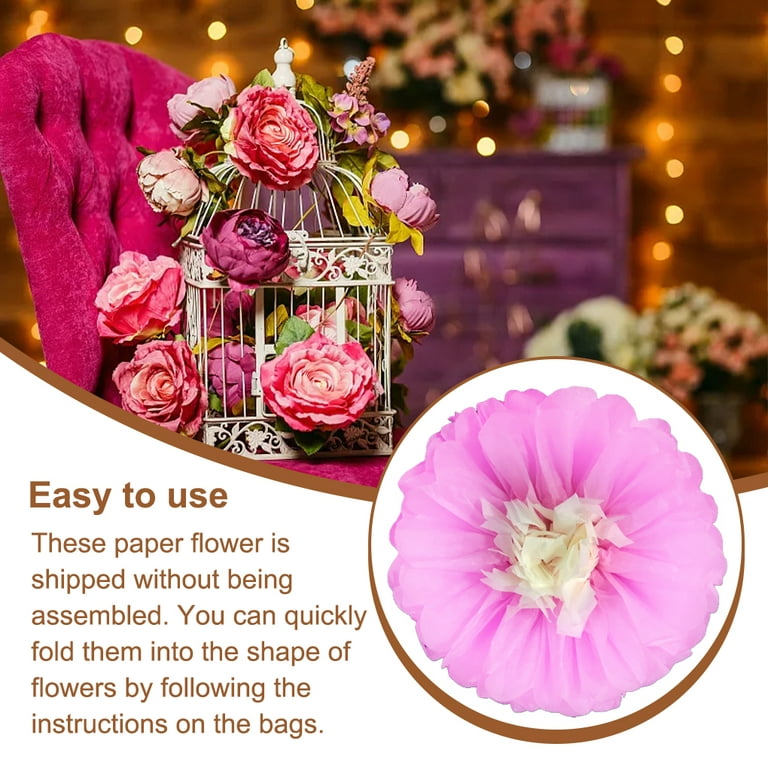 unbranded Paper Flowers Decorations for Wall Handmade Handicraft Convenient  Artificial Wedding Blossoms for Anniversary Party Decor Pink 15cm 