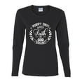 thumbnail image 2 of Wild Bobby Worry Ends When Faith In God Begins Inspirational/Christian Women Graphic Long Sleeve Tee, Black, Small, 2 of 5