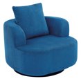 thumbnail image 2 of Furniliving Swivel Accent Chair, Oversized Round Barrel Chair with Pillows, Corduroy Fabric Armchair Chair, Upholstered Single Sofa for Living Room, Bedroom, Office (Blue), 2 of 10