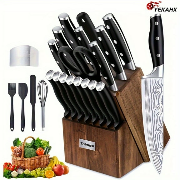 Premium Knife Set- Ultra-Sharp Stainless Steel Blades, Ergonomic Handles And Knife Sharpener- One-Stop Kitchen Essential, Father'S Day Gift for Cooking Pros