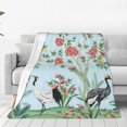 thumbnail image 1 of Fotbe Chinoiserie Floral Palm Tree Manta de Franela Acolchonada con Estampado, Súper Suave y Esponjosa, Extra Grande para Sofá, Cama, Uso Todo el Año-50"x40", 1 of 7