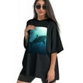 thumbnail image 4 of Plus Size Shirt for Women Black Tops for Women Short Sleeves Shirt for Women Sharks T Shirt Crewneck Shirt for Women M, 4 of 5
