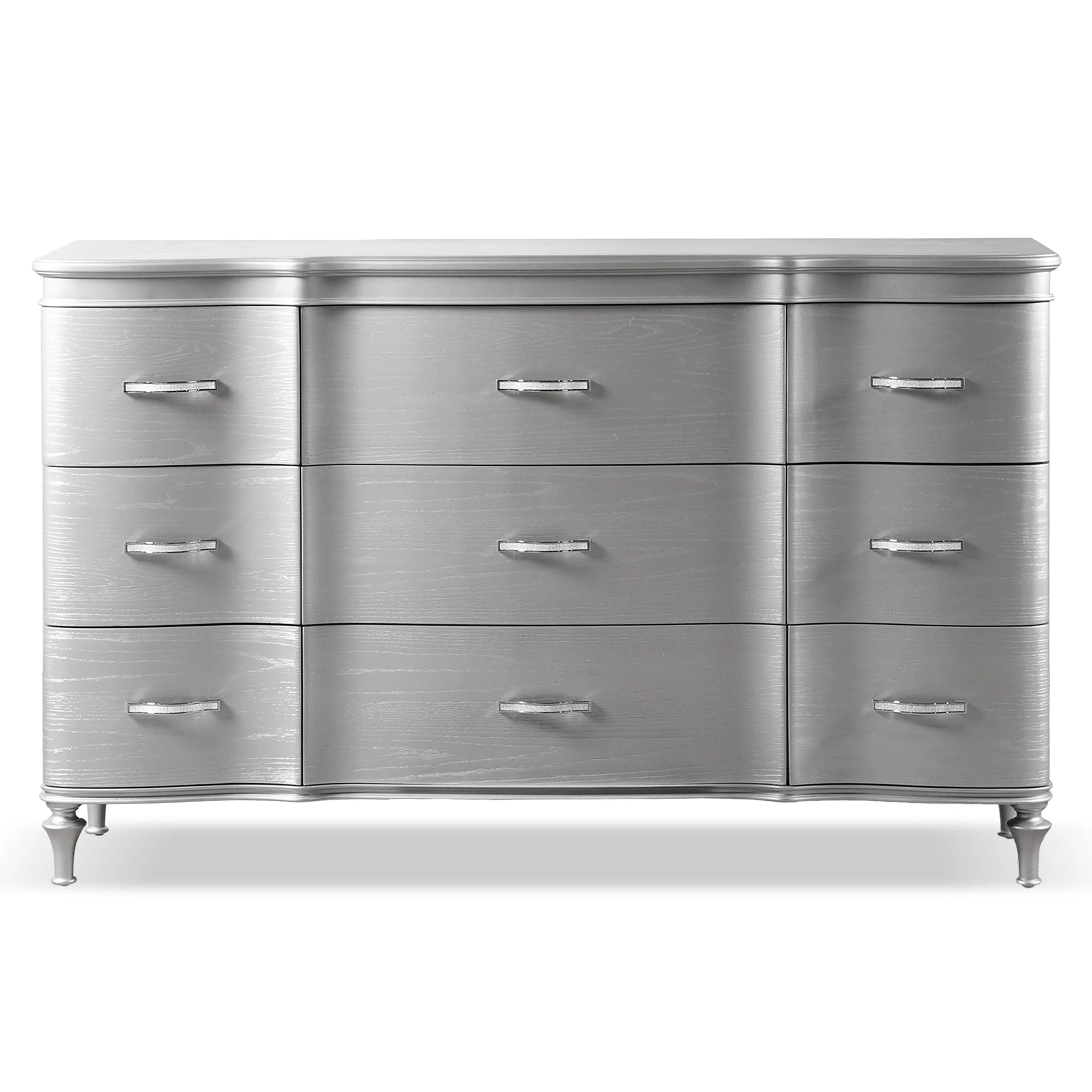 Furniture of America Seabliss Glam 9-Drawer Dresser, Silver