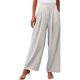 thumbnail image 1 of Pantalones palazzo anchos de color liso para mujer: cintura alta con cinturilla elástica, poliéster y spandex, pantalones largos informales con bolsillos laterales., 1 of 7