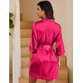thumbnail image 3 of Ekouaer Women's Lace-Trim Silk Robes Bride Bridesmaid Kimono Satin Bathrobe V Neck Sleepwear with 3/4 Sleeve, 3 of 6