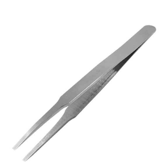 Unique Bargains 4.8" Length Silver Tone Metal Flat Tip Straight Tweezers ST-13