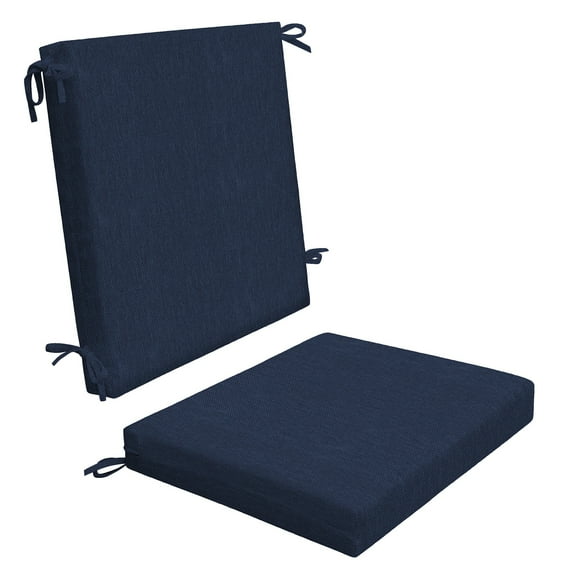 Textured Solid Indigo Blue Midback Dining Chair Cushion