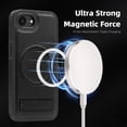 thumbnail image 3 of ELEHOLD Leather Case For iPhone 16e Magnetic Shockproof Cover, Mag Safe Compatibl, with Invisible Magnet Kickstand, Black, 3 of 8