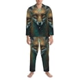 thumbnail image 3 of Fotbe Vintage Pattern Fox Pijama de Hombre con Estampado de Manga Larga, Conjunto de 2 Piezas, Ropa de Dormir Suave y Cómoda con Bolsillos-XX-Large, 3 of 7