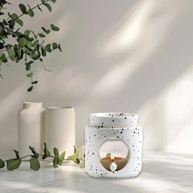 Quemador de aceites esenciales Difusor s Decoración del hogar multiusos Fácil de usar Regalo de inauguración de la casa Portavelas de té Negro BLESIY