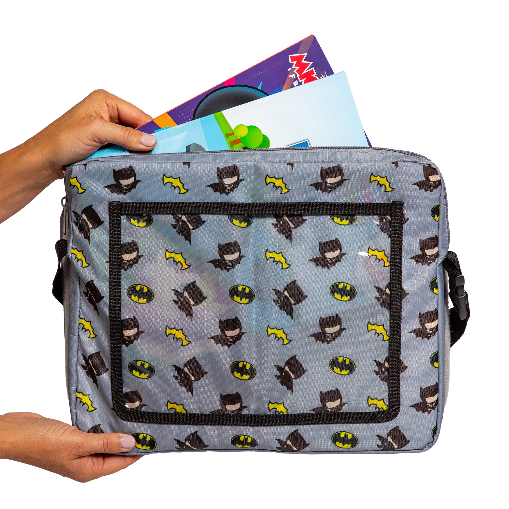 J.L. Childress 3-IN-1 Kids Travel Tray & Tablet Holder - Car Seat Lap Tray Desk for Toddlers, Road Trip Essentials - DC Comics, Batman