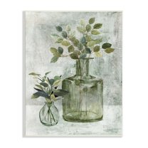 Stupell Industries Herbal Plants Green Leaves Country Vase Rustic Painting, 10 x 15, Design by Carol Robinson