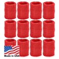 thumbnail image 2 of Bandas para sudor Tourna 12 unidades rojas de algodón de 3" de grosor, 2 of 4