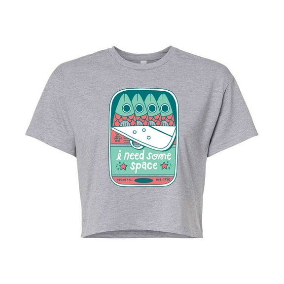 Instant Message - Need Space Tin Fish - Juniors Cropped Graphic T-Shirt