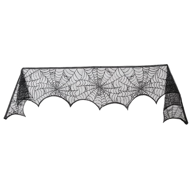 Decoración gótica para chimenea para fiestas de Halloween Bufanda de telaraña con encaje negro