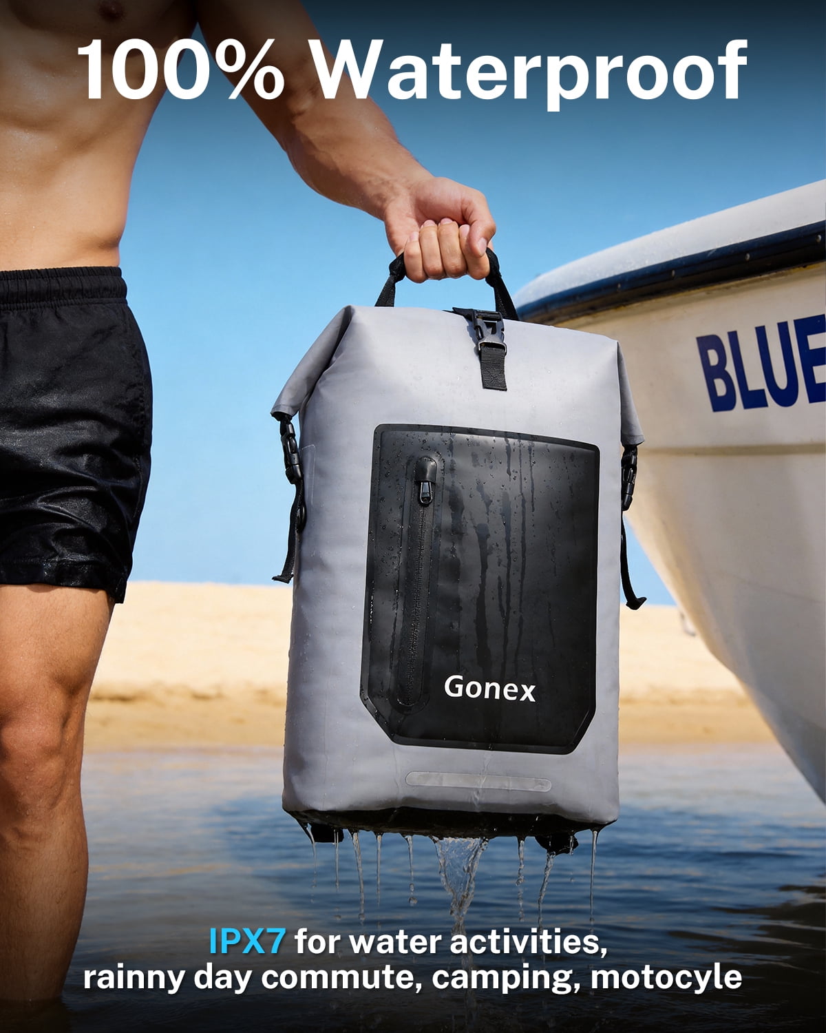 Gonex 35L Waterproof Backpack Dry Bag, Roll Top Floating Backpack for Kayak, Surfing, Hiking, Camping, Travel