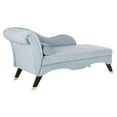 thumbnail image 2 of SAFAVIEH Caiden Retro Chic Velvet Chaise with Pillow, Slate Blue/Espresso, 2 of 9