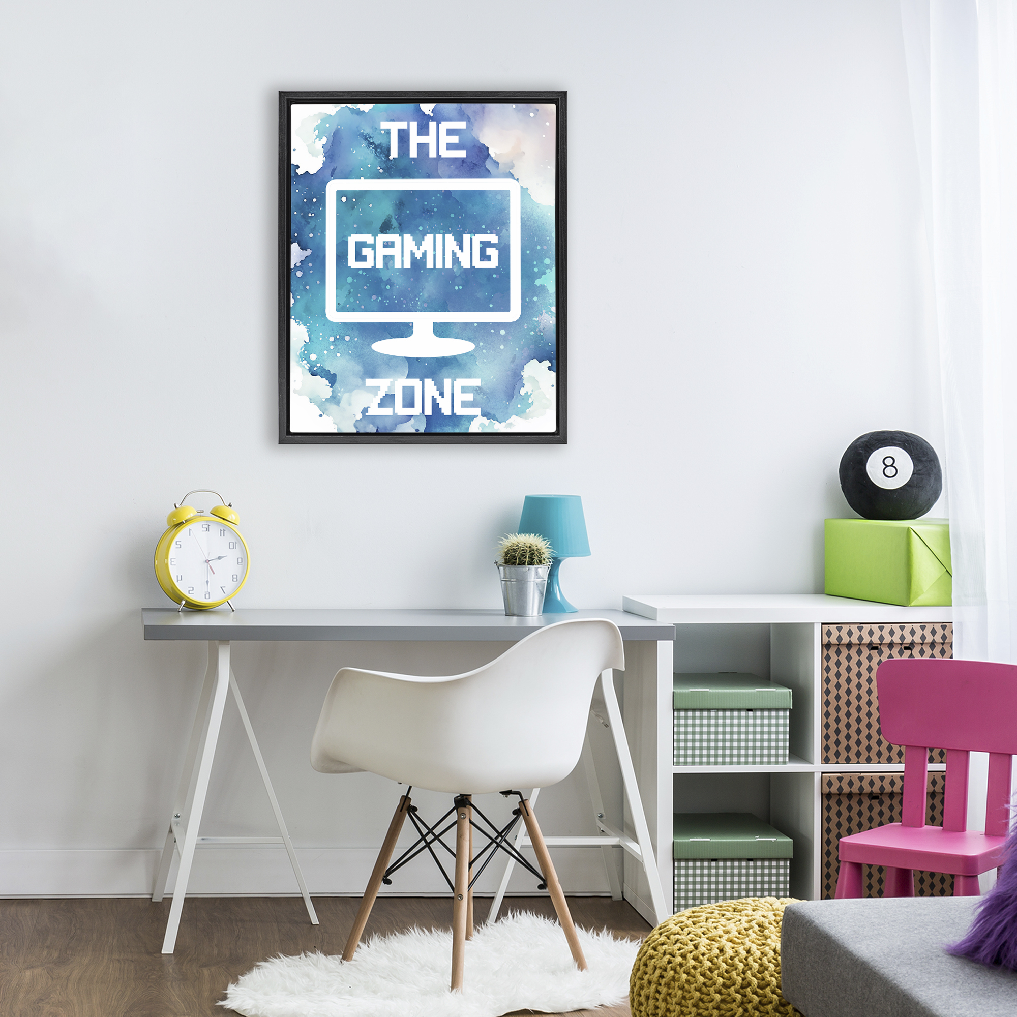 Gaming Zone Moniter Black Framed Floater Canvas Wall Art, design by Marcus Prime