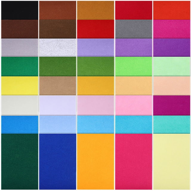 IFANLANDOR 40Pcs Rectangle Craft Felt Fabric Sheets Multi Color Felt Pieces for Sewing and Creative Crafts