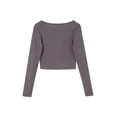 thumbnail image 2 of Richie House Women's Long Sleeve Casual Crop Top Ribbed Knit Slim Fitted T-Shirt RHW4065-A-L, 2 of 5