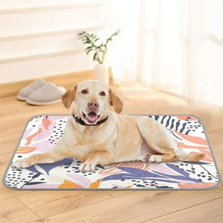 Pet Cooling Pad Foldable Self Cooling Mat Breathable Pet Cushion Sleep Pad for Dogs and Cats Tropical Leaves and Dots S