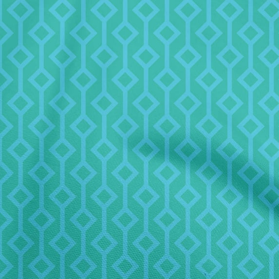 oneOone Cotton Flex Sky Blue Fabric Geometric Sewing Craft Projects Fabric Prints By Yard 40 Inch Wide