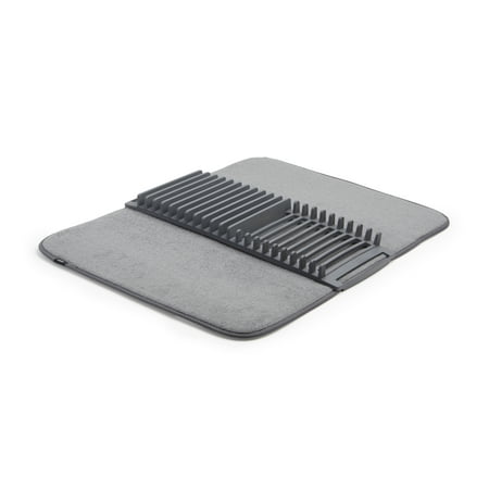 Umbra UDRY Dish Drying Rack and Microfiber Dish drying Mat, Space-Saving Design Folds Up for Easy (Best Dish Rack For Small Space)