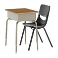 thumbnail image 2 of Flash Furniture HERCULES 24"W Student Desk with Classroom Stack Chair Walnut Desktop/Silver, 2 of 10