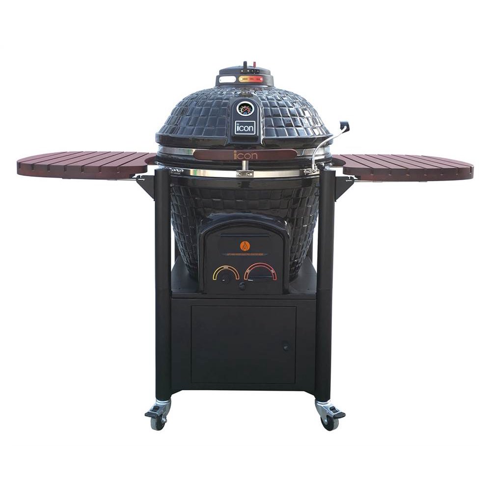Kamado Grill on Cart in Black Finish
