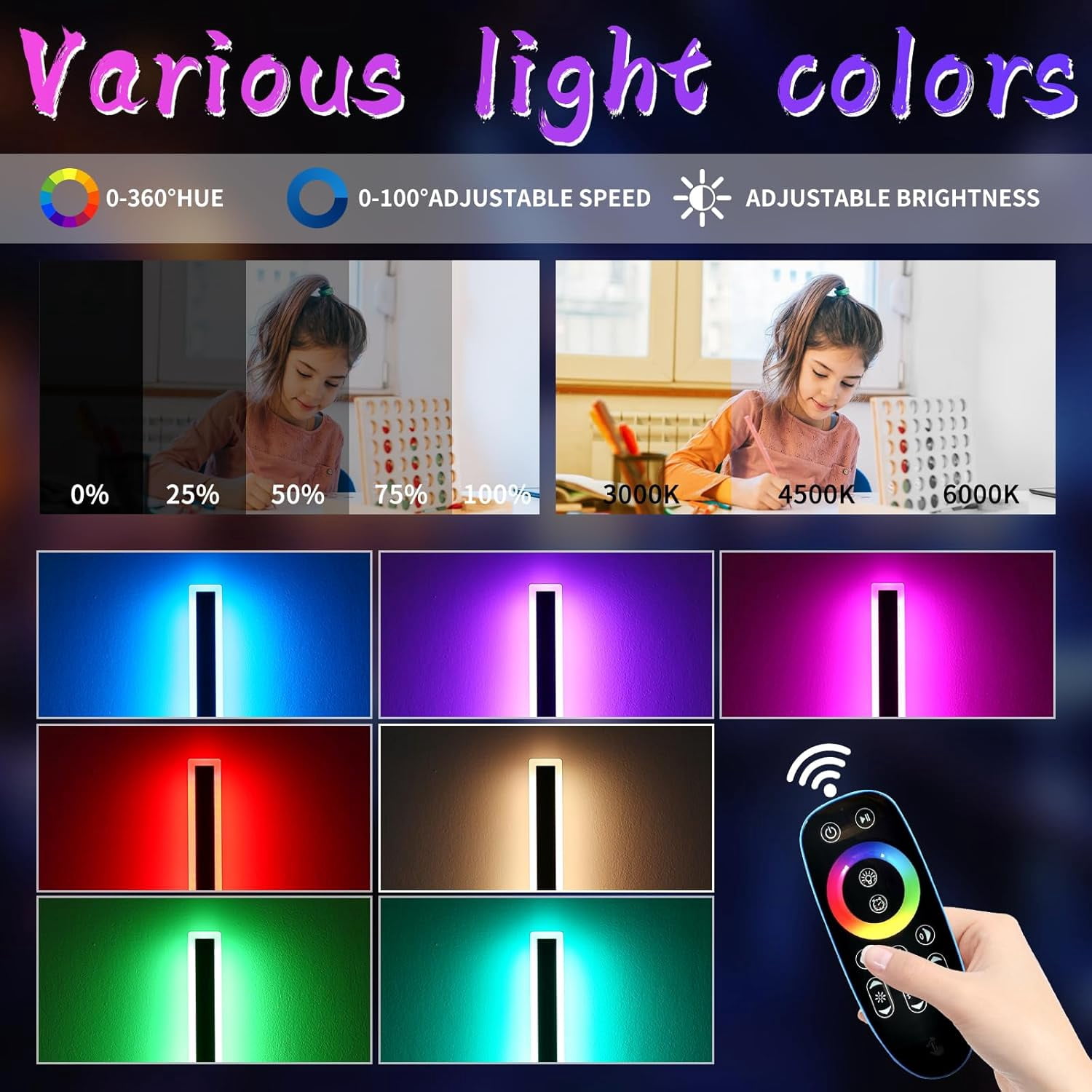 59inch Outdoor Long Wall Light 10 Colour Dimmable RGB Wall Mount Lighting Sconce IP65 Waterproof Simple Acrylic Exterior Wall Lights Fixtures