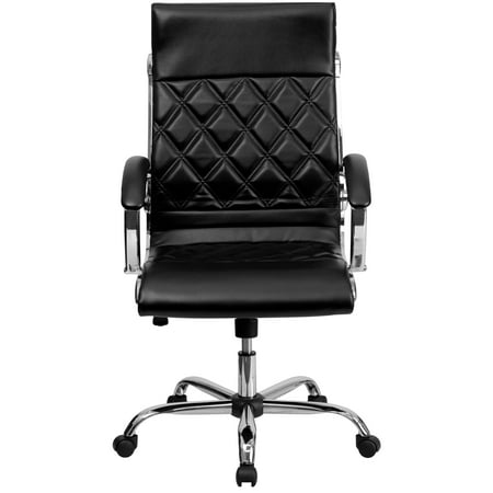 Flash Furniture - Merideth Contemporary Leather/Faux Leather Executive Swivel High Back Office Chair - Black