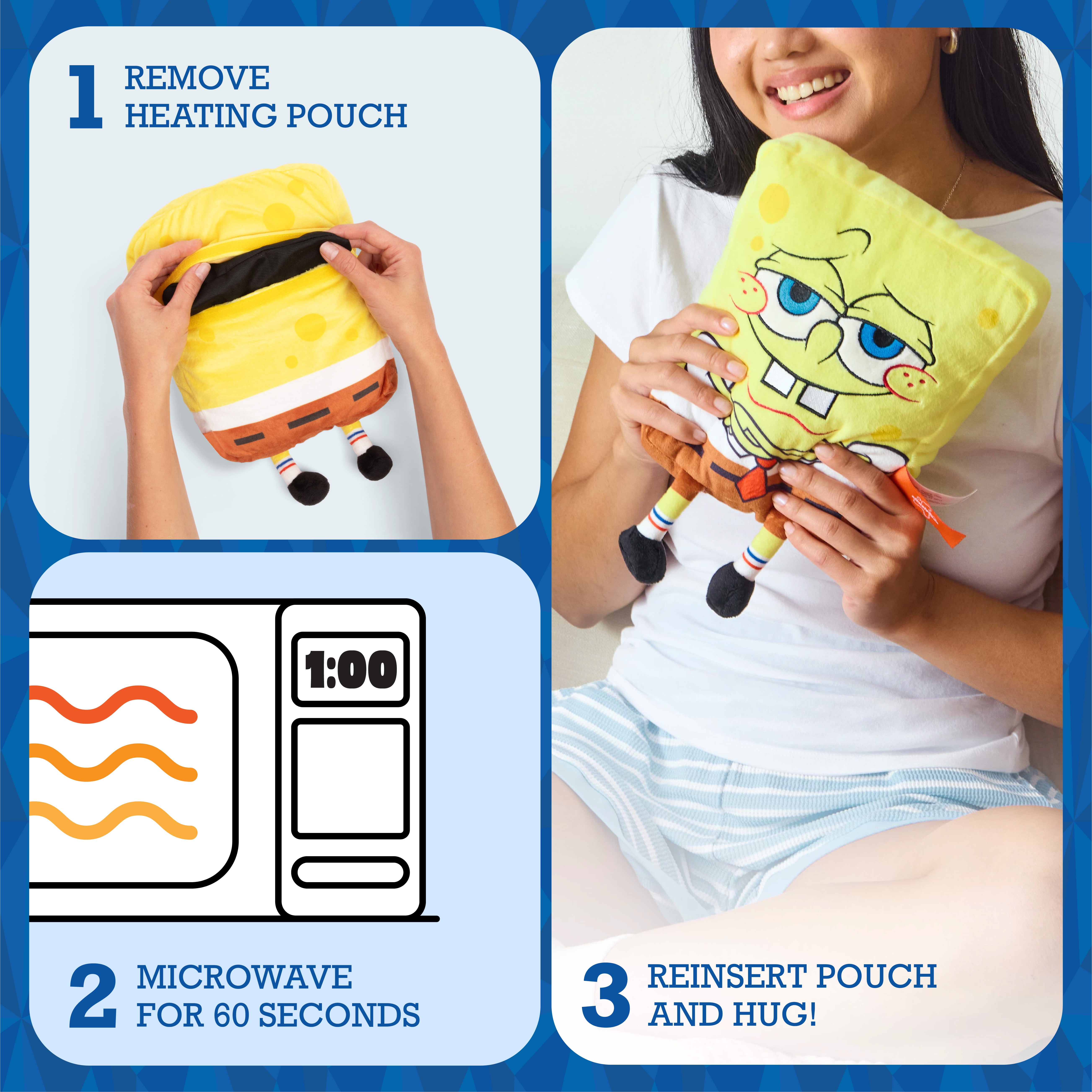 Happy Helpers Spongebob, Microwaveable Heating Pad For Period Cramps and Body Pain, College Dorm Essentials