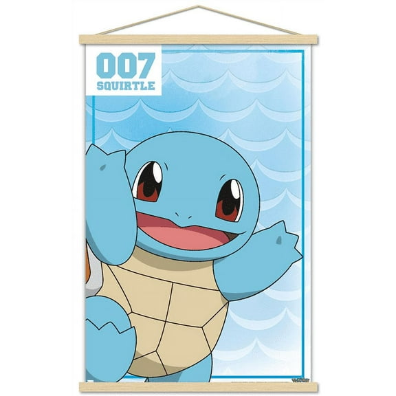 Pokémon - Squirtle 007 Wall Poster with Wooden Magnetic Frame, 22.375" x 34"