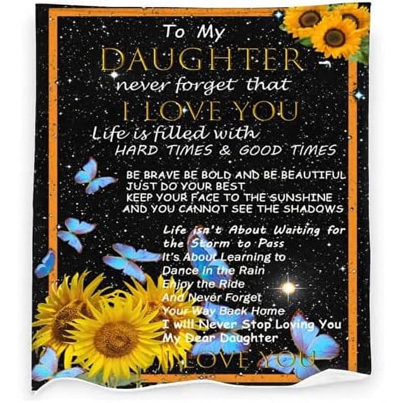DAJU Sunflower to My Daughter Blanket from Mom Love Letter as Birthday Gift(30*40inch)