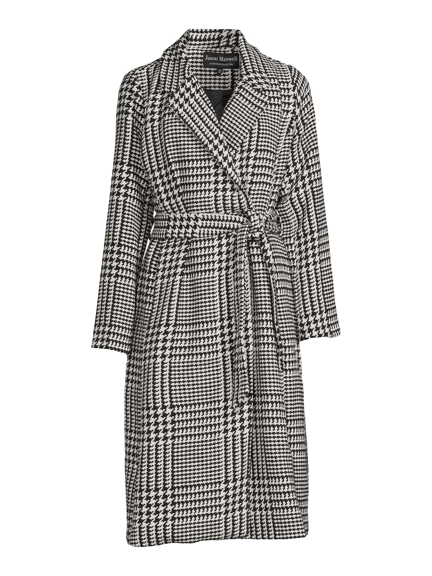 Jason Maxwell Women's and Women's Plus Long Coat with Tie Belt, Sizes S-3X