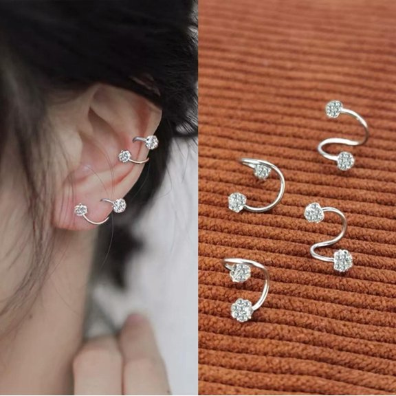 GKNET Women Surgical Steel Small CZ Ball Huggie Hoop Earrings Screw Back Ear Stud 2Pcs