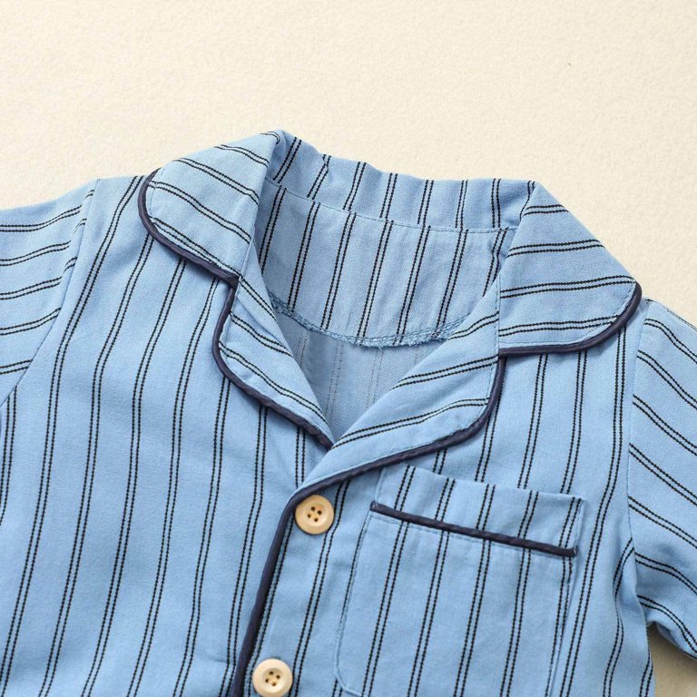 DxhmoneyHX Toddler Boys Striped Pajamas Sets Cotton Button Down