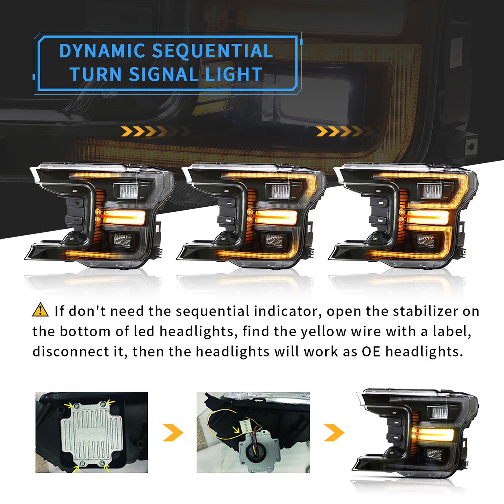 VLAND LED Headlights for 2018 2019 2020 Ford F150 XLT XL SSV Police Responder Platinum Limited Lariat King Ranch