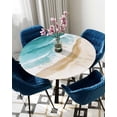 thumbnail image 5 of nqOlkjepod Teal Waves Coastal Round Tablecloth, Fitted Table Cover with Elastic for 36"-44" Round Tables, Summer Beach Nautical Ocean Table Cloth Outdoor Indoor Dinning Party Waterproof Tablecloths, 5 of 6