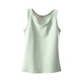 thumbnail image 2 of YHAJDS Women Fall Winter Sleepwear,Sleepwear With Built In Bra,Solid Color Crew Neck Ribbed Fleece Lined Thickened Base Layer Top, 2 of 5