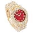 thumbnail image 4 of Charles Raymond Mens Silver Big Rocks with Roman Numerals Fully Iced Out Colorful Dial Watch w/Bling'ed Out Cuban Shiny Silver Bracelet - ST10327 RN Cuban (ST10327 Red GLD Match-B), 4 of 5