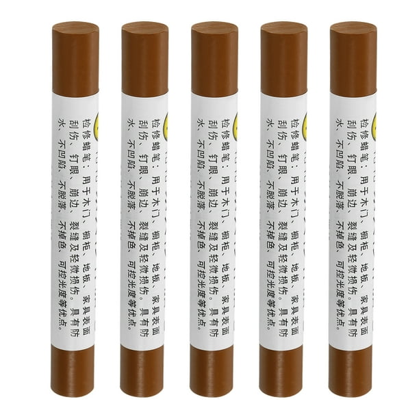 Crayones de reparación de muebles, lápices de relleno de cera, marcadores de retoque, paquete de 5 en negro oscuro y marrón