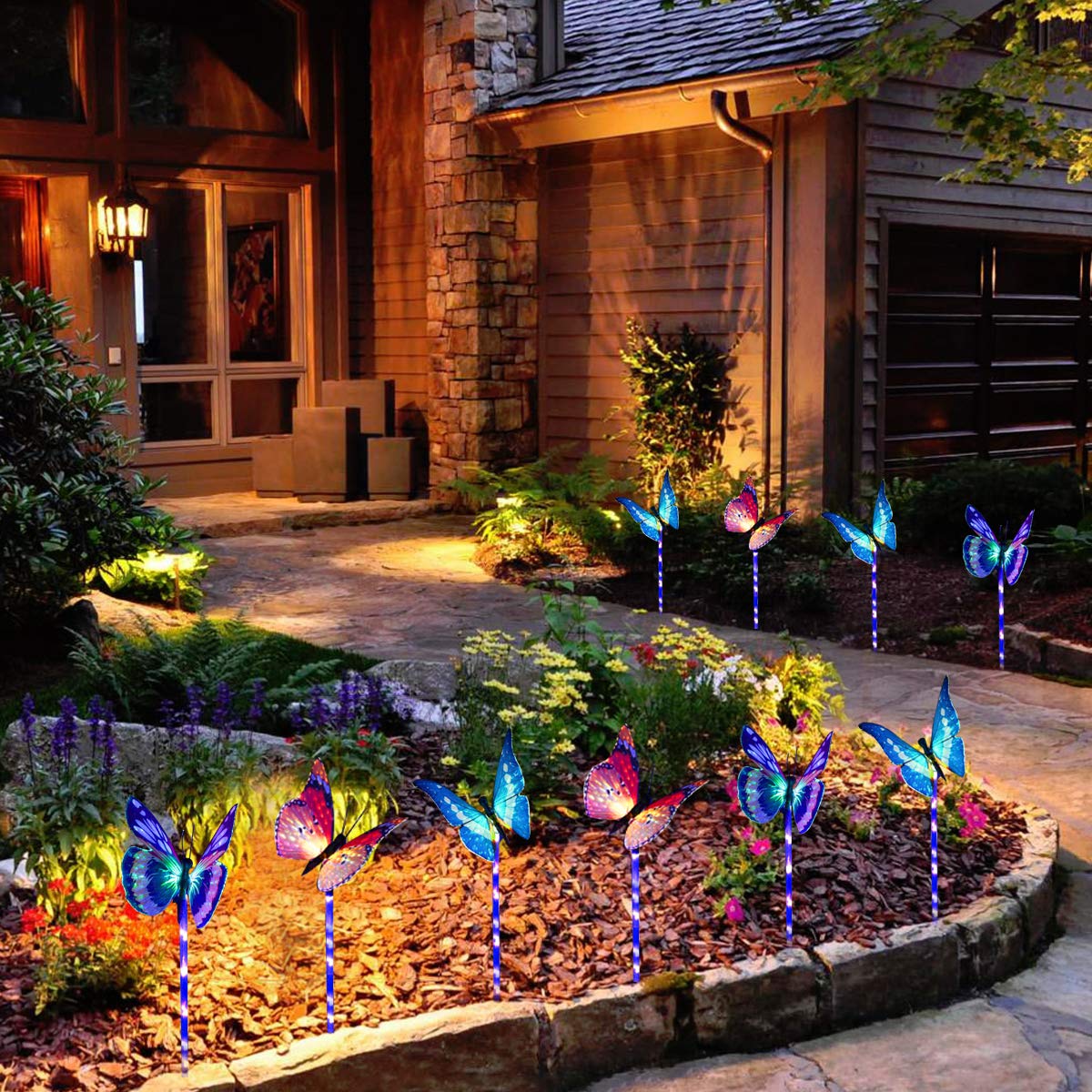 Garden Solar Lights Outdoor, Pack Solar Stake Lights Multi-Color Changing  LED Butterfly, Fiber Optic Butterfly Decorative Lights with a Purple LED Light  Stake (Outdoor Solar Garden Stake Lights)